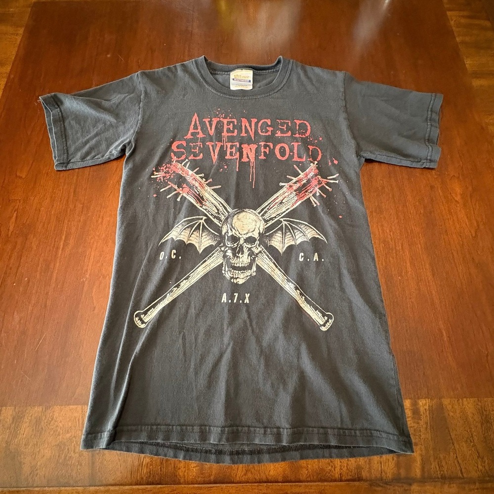 Vintage Avenged Sevenfold T-Shirt A7X Deathbat Skull Barb Wire Bats Hanes XS